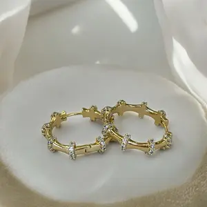 Bambú Hoops -Gold Plated 14k