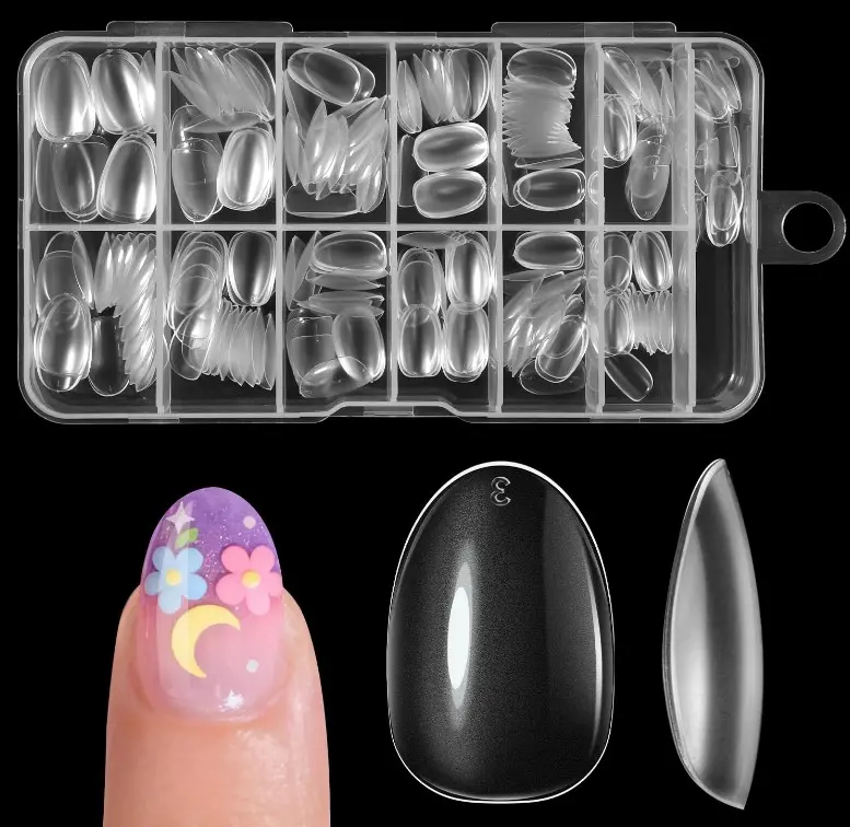 krofaue Short Kids Press on Nails - 260Pcs Clear Full Matte Soft Gel Almond Nail Tips DIY Nail Extension Gift for Children Girls with 13 Sizes (12-16 years old)