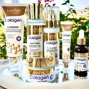 Summervibes Collagen Women's Skin Care Multi-Pack - 6 Pcs Daily Care Kit with Cleanser, Toner, Lotion, Serum, Cream, Eye Cream - Reduces Wrinkles, Fine Lines, Shrinks Pores, Moisturizes, Firms Skin