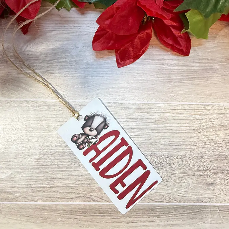Personalized Christmas Bag Tags – 2x4 Soft Touch Name Tags with Cute Characters (Custom Gift Tags)