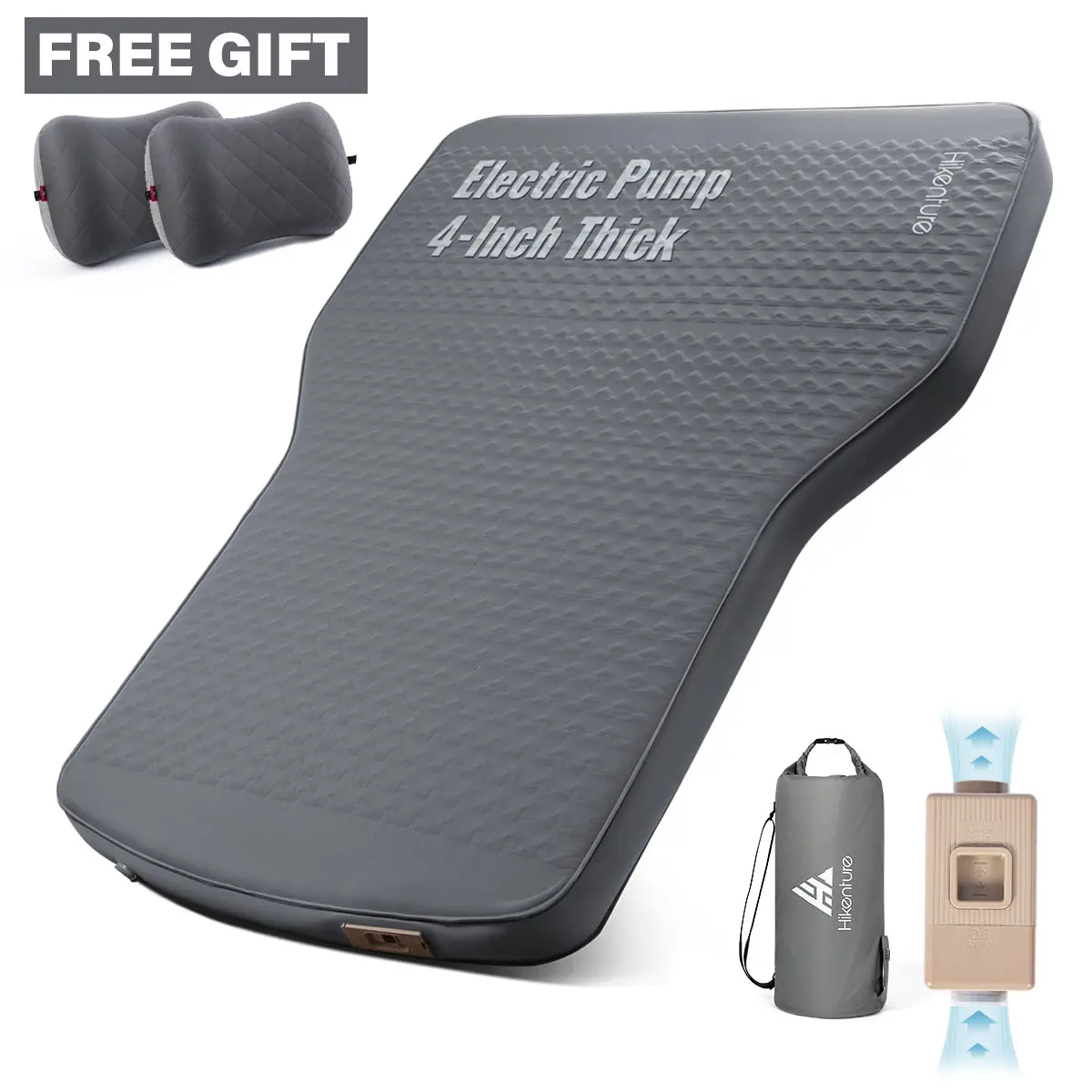 Hikenture Foldable Tesla Model Y Sleeping Mattress, Electric Pump Self-Inflating Pad with 4in Plush Support, 9.5 R-Value Warm Insulated Foam-Air Bed, Removable & Washable Wear-Resistant Camping Pad,back to school,back to school shopping,home decor