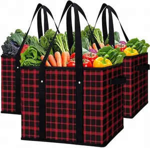 Reusable Grocery Bags,Large Grocery Tote Bag Water Resistant Shopping Bags Foldable Grocery Bag for Clothes,Shoes and Picnic,Red