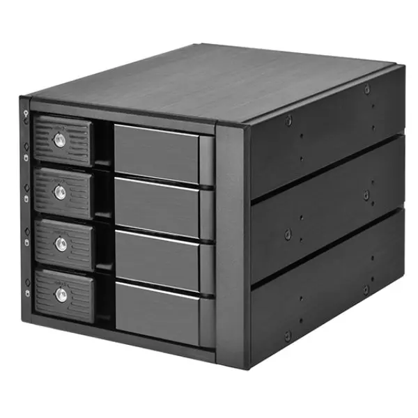 SilverStone Technology FS304B-12G Aluminium Trayless Hot Swap Mobile Rack Backplane Internal Hard Drive Enclosure, Black, Fan, Lock