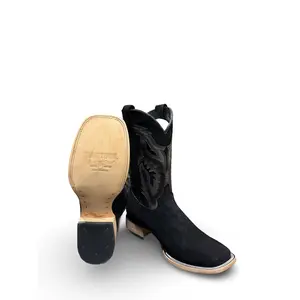 Men's Black Suede Leather Western Boots