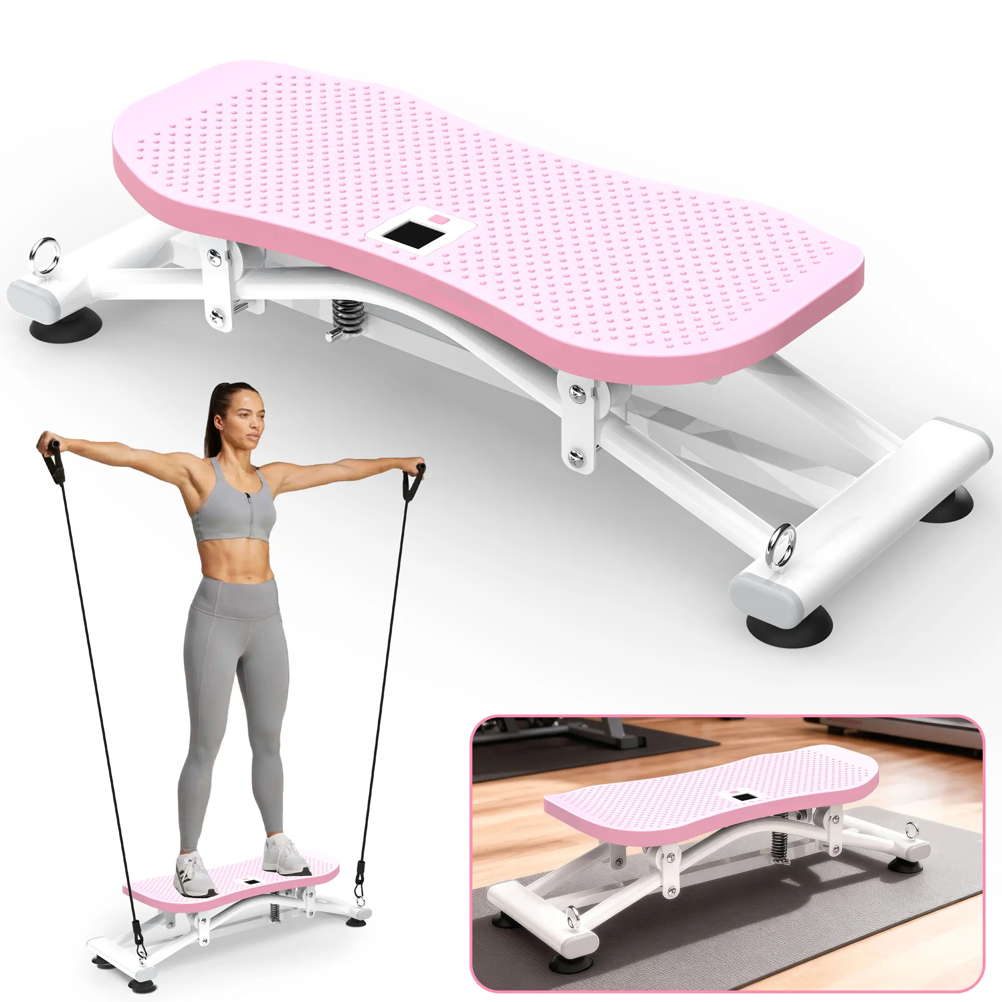 SAVEYOUR Sliding Ski Machine, Indoor Core Trainer with Resistance Bands & Non-Slip Rubber Base for At-Home Full-Body Cardio and Strength Training, Core Training Machine, Work Out Equipment, Compact