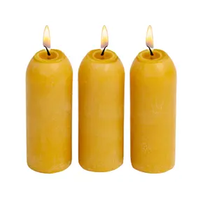 12-15 Hour Natural Beeswax Candles - 3 pack {Made in USA}- Long Burning Candles for Camping, Home Decor & Emergency Preparedness