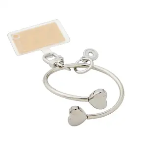 OVENTURE Big O® Phone Bracelet - Silver Heart Phone Wristlet with Designer Bangle & Removable Heart Caps for Smartphone & Key Ring Use