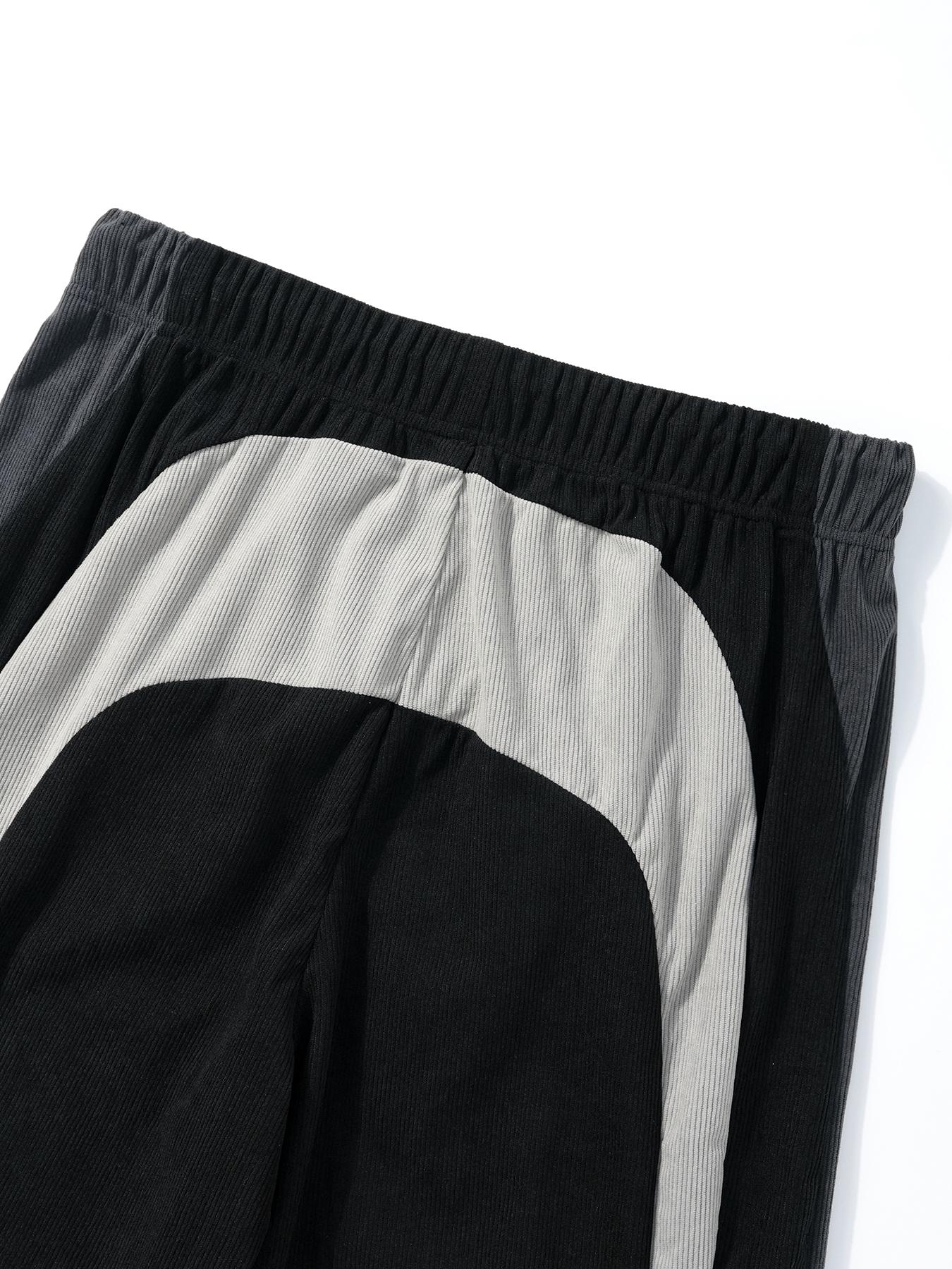 Casual Pants，Patchwork Casual Pants Three-color patchwork corduroy versatile retro straight-leg pants; unisex spring/summer loose wide-leg pants; drapey casual pants in Maillard tones