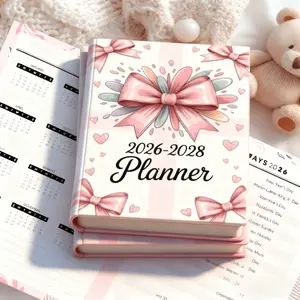 2026-2028 3-Year Monthly Planner with Pink Cover with Bow & Heart - Compact Pocket-Sized Goal Tracking, Dated Calendar, to-Do List & Holiday Schedule - Suitable for s, Students, for long term Planning