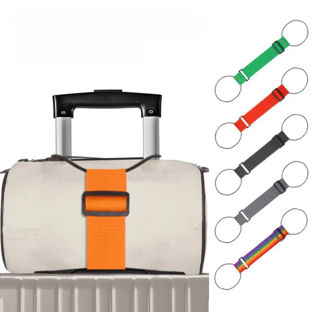 BIGWIG Multifunction Luggage Straps - Rainbow Polyester Add-a-Bag Connector, Heavy-Duty Adjustable Loose Belt, Compact Durable Travel Gear & Luggage Accessories for Organization & Security, Compact Travel Accessory, Elastic, Durable Travel Accessory tikto