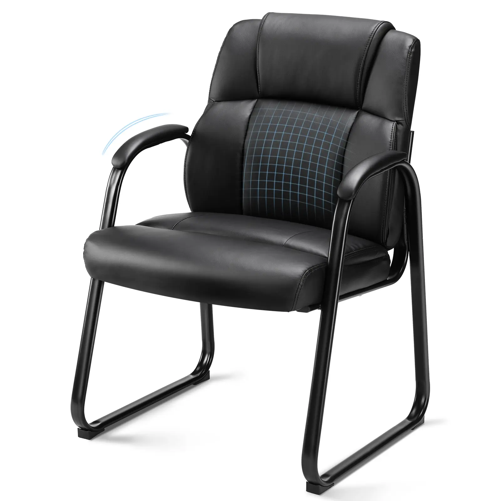 Waiting Room Chairs, Leather Stationary Office Guest Chair, Padded Arms and Seld Base, for Reception Area Conference Room Lobby Home Bedroom