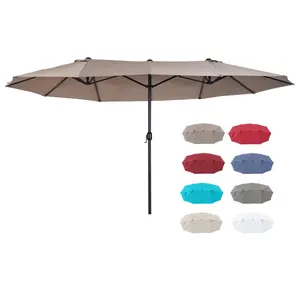 Outsunny Extra Large 15ft Patio Umbrella, Double-Sided Outdoor Umbrella with Crank Handle and Air Vents for Backyard, Deck, Pool, Market, without base