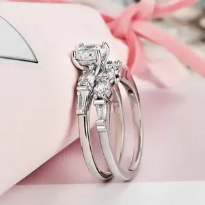 Matching Promise Rings Set Minimalist Zirconia Wedding Bands for Couples Sparkling Engagement Rings His & Hers Hand Fabricated Jewelry