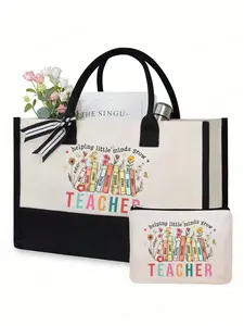 Teacher Gift Set, Large Capacity Tote Bag, Commuting Tote Bag, Foldable Shopping Bag, Reusable Shoulder Bag, Commuter Tote Bag, Elegant All-Season Tote, Perfect Teacher Appreciation Gift