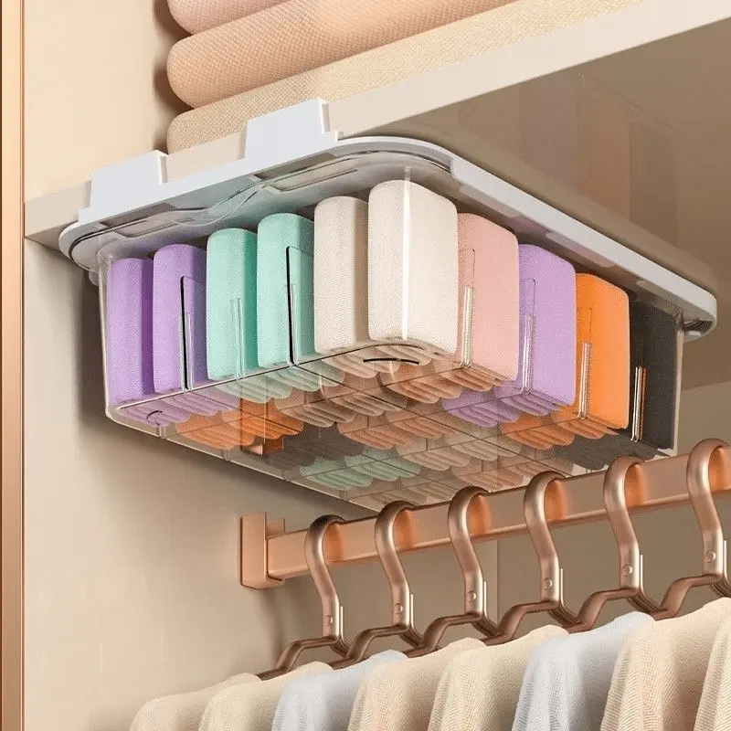 Wall Mounted Storage Box, Detachable Drawer Type Storage Box, Clothes Storage Organizer for Wardrobe, Home Organizer for Bedroom, Living Room, Multi Grids Organizer