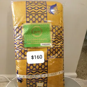 Exclusive Obama African Kente Textile by Sonna Wax Inc Yellow & Blue Design $160