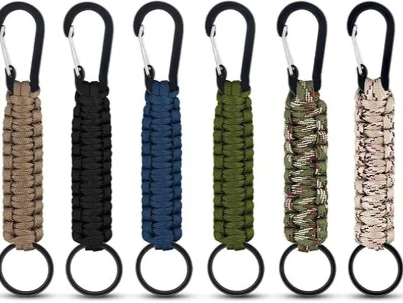 6-Pack Heavy-Duty Paracord Keychains with Carabiner Clips, Braided Lanyards, Multi-Purpose Hooks – Men's Accessories, Accessories for Women for Keys, Backpacks, Outdoor Survival Camping