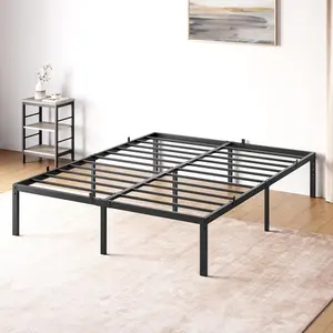 14 Inch Full Bed Frame with Storage,Noise-Free,Metal Platform Full Bed Frame No Box Spring Needed Steel Slat Support Easy Assembly