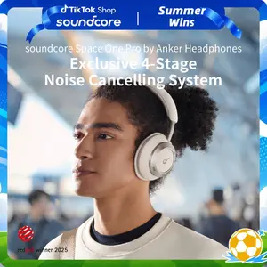 soundcore Space One Pro, FlexiCurve Over-Ear Headphone, Adaptive Active Noise Cancelling Headphones Driven by 6 Mics, 60H Lossless Audio, Ultra-Fast Charging, Hi-Res Wireless, Comfortable Fit #DealsForYouDays, #summerwins