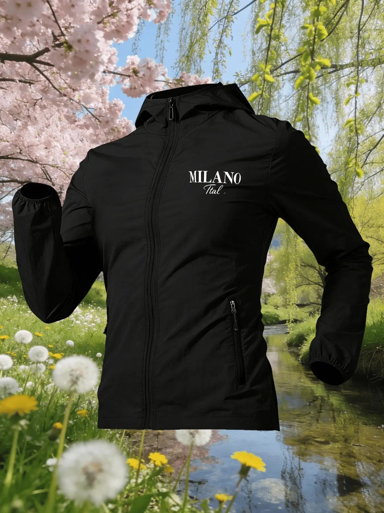 Women's Ultra-Thin Hooded Coat Cute MILANO Ital Letter Print Lightweight Sun Protection Jacket Multiple Colors Casual Outing Daily Wear Skin-friendly Breathable Machine Washable Plus Size Casual Streetwear For Women