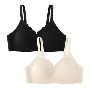 LIVE HSIA Elle Bundle 2 Pack AllDay Comfort Wireless Buttery Soft Jelly Seamless No Underwire Full Coverage Supportive T-shirt Bra Everyday Bra