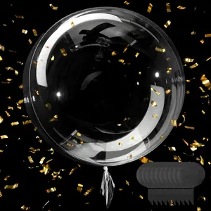 10-Piece 30-Inch Clear Bobo Bubble Balloons for Stuffing, Arch Decor & Party Decorations
