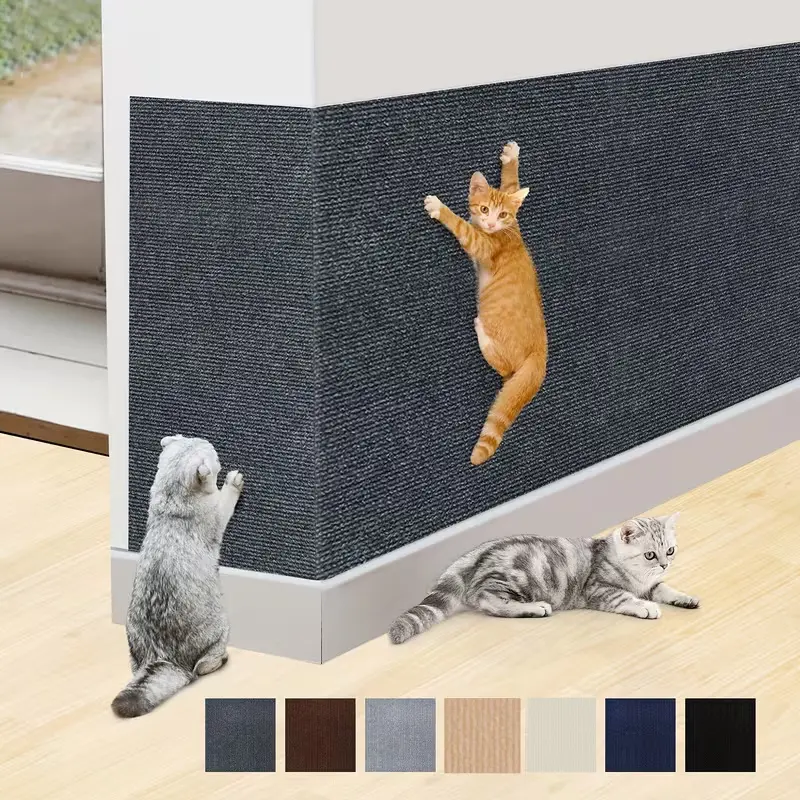 Self-Adhesive DIY Cat Scratching Pad Board, Vertical Scratcher, 300x30cm Trimmable Durable Nylon Material Fabric for Cat Tree Sofa Furniture Protection Home