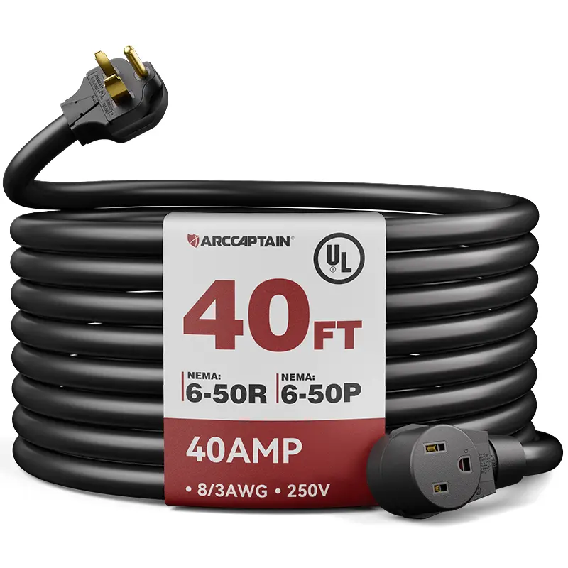 ARCCAPTAIN 8 AWG Heavy Duty Welder Extension Cord - 40Amp Welding Cable Leads, UL Listed, Extreme Temperature Resistant, Rugged Outdoor Use, Secure Plug Design, Ideal Father's Day Gift for Welding Enthusiasts