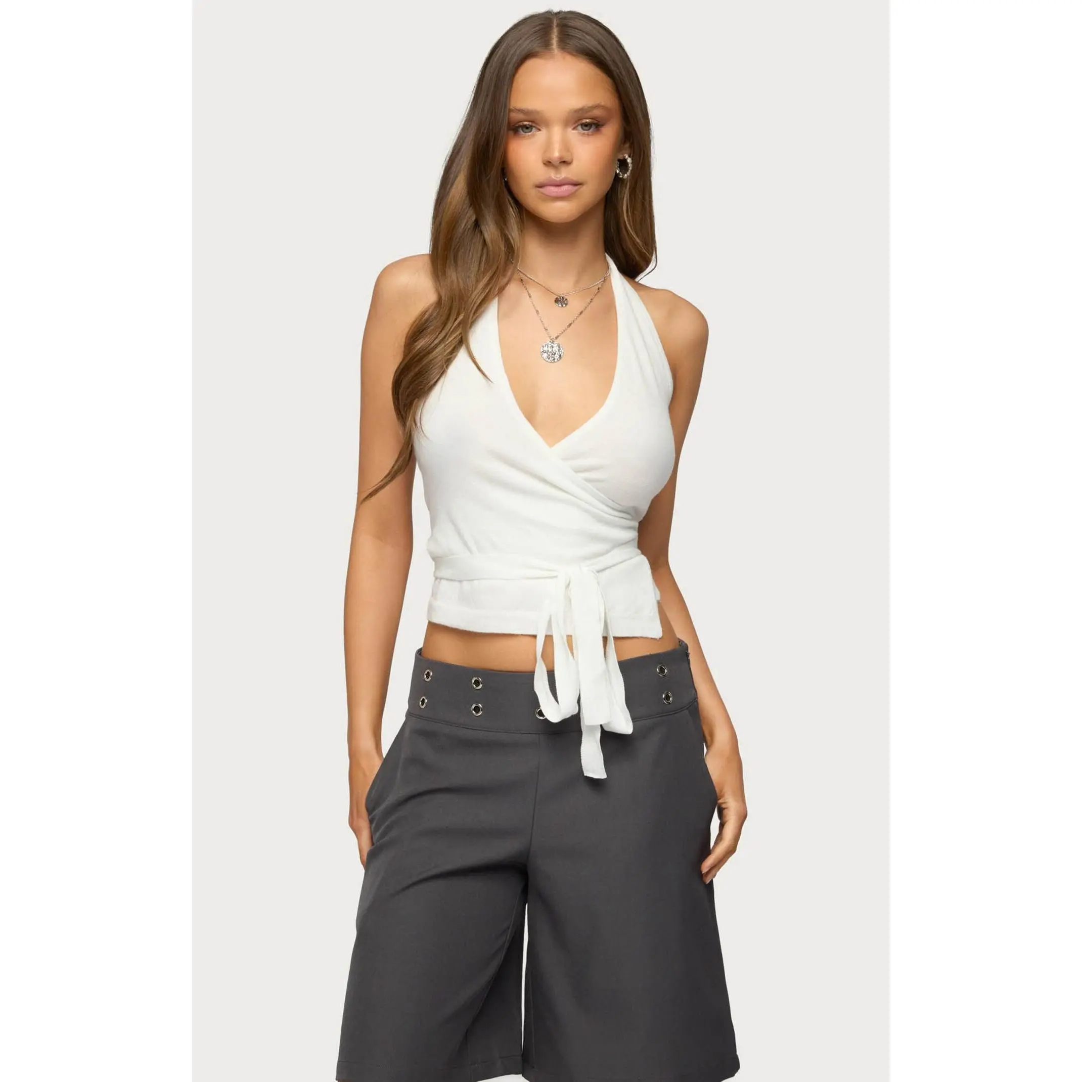 Edikted Women's Renee Knit Wrap Halter Top