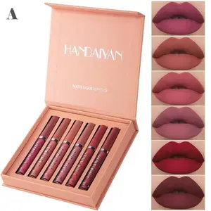 Valentine's Day Gift Free!Ship! Long-lasting matte lip gloss set, 6 pieces/box, waterproof lip gloss, moisturizing matte lipstick, suitable for all occasions, lip gloss and lip color set, a great gift for girls