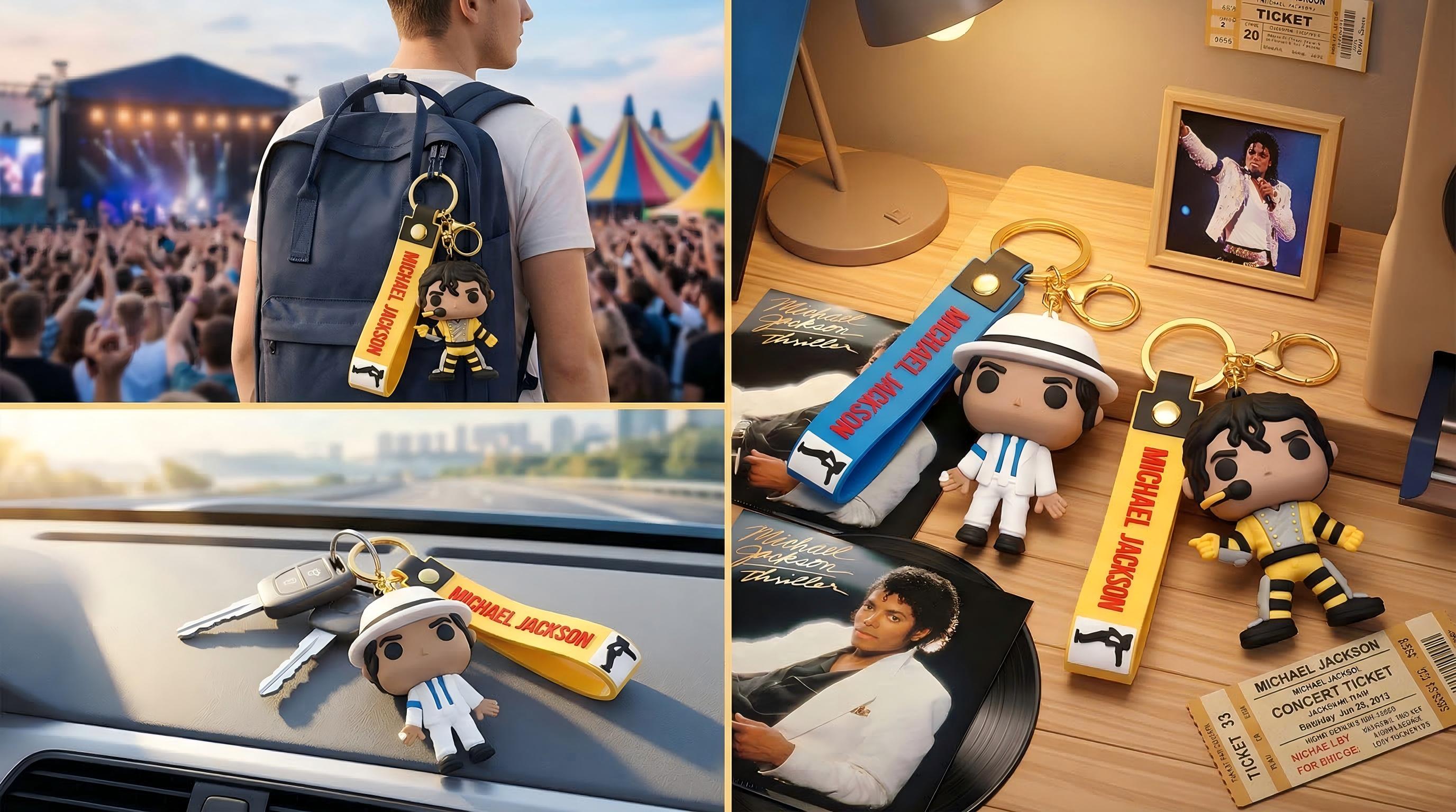 Michael Jackson Keychain, Music Idol Keyring for Claw Machine, Festival Gift, Souvenir Michael Jackson Keychain, Music Idol Keyring for Claw Machine, Festival Gift, Souvenir