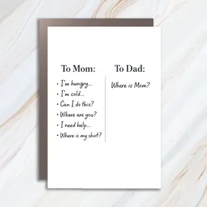 Funny Mother's Day Greeting Card For Mom And Dad With Kids' Questions Theme MC115
