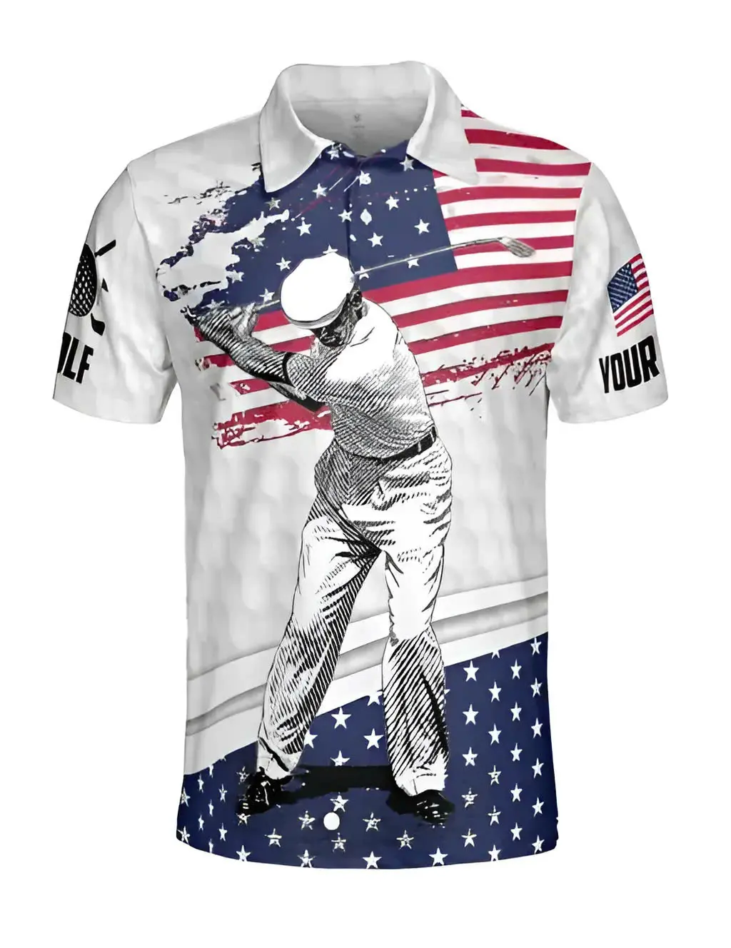 Personalized 3D Golf Polo Shirt - Classy Style With American Flag Pattern...