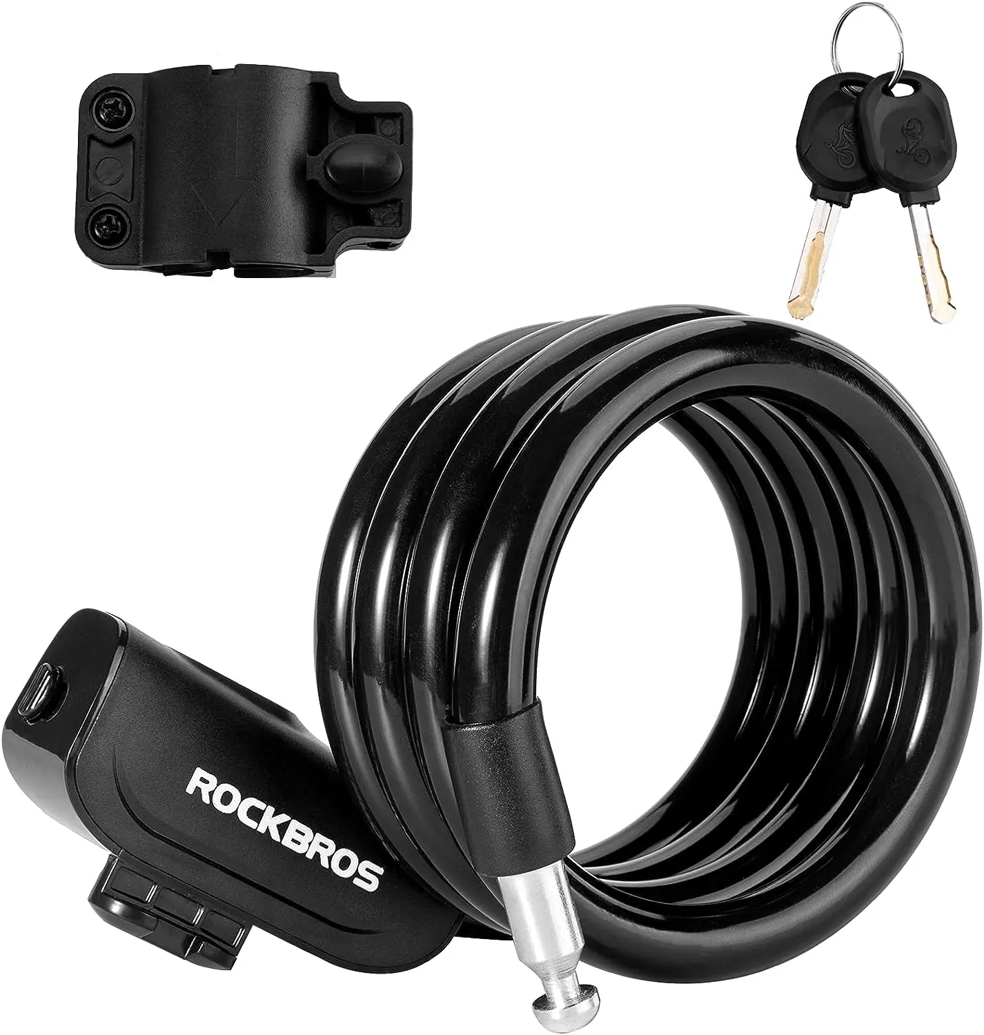 ROCKBROS 4ft Steel Cable Bike Lock - Secure, Lightweight Cycling Gear with Mounting Bracket, Universal Fit Ebike Accessory That Secures Bikes