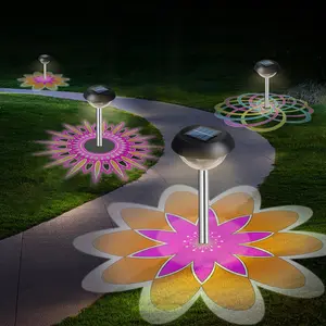Solar Light Outdoor, Solar Powered Path Lights Waterproof LED Outsize Walkway Lights DIY Projection Garden Lighting for Yard Backyard Lawn Landsacpe Decorative