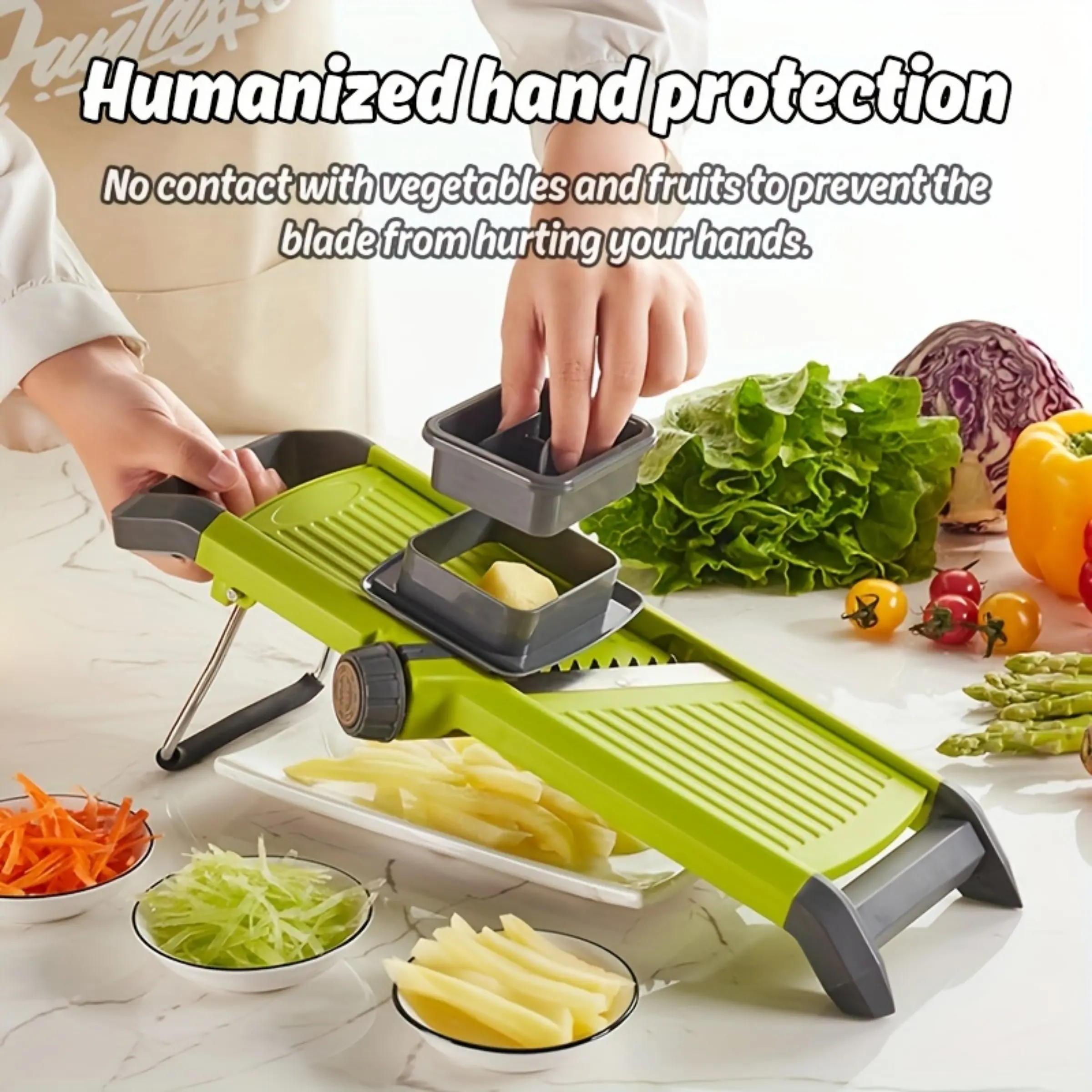 Adjustable Mandoline Slicer for Potato, Onion, Vegetable, Effortless Kitchen Slicer Dicer for Salad, Chips, Pickles, Fruit Vegetable Slicer, Veggie Slicer, Vegetable Cutting Slicer, Potato Cutter