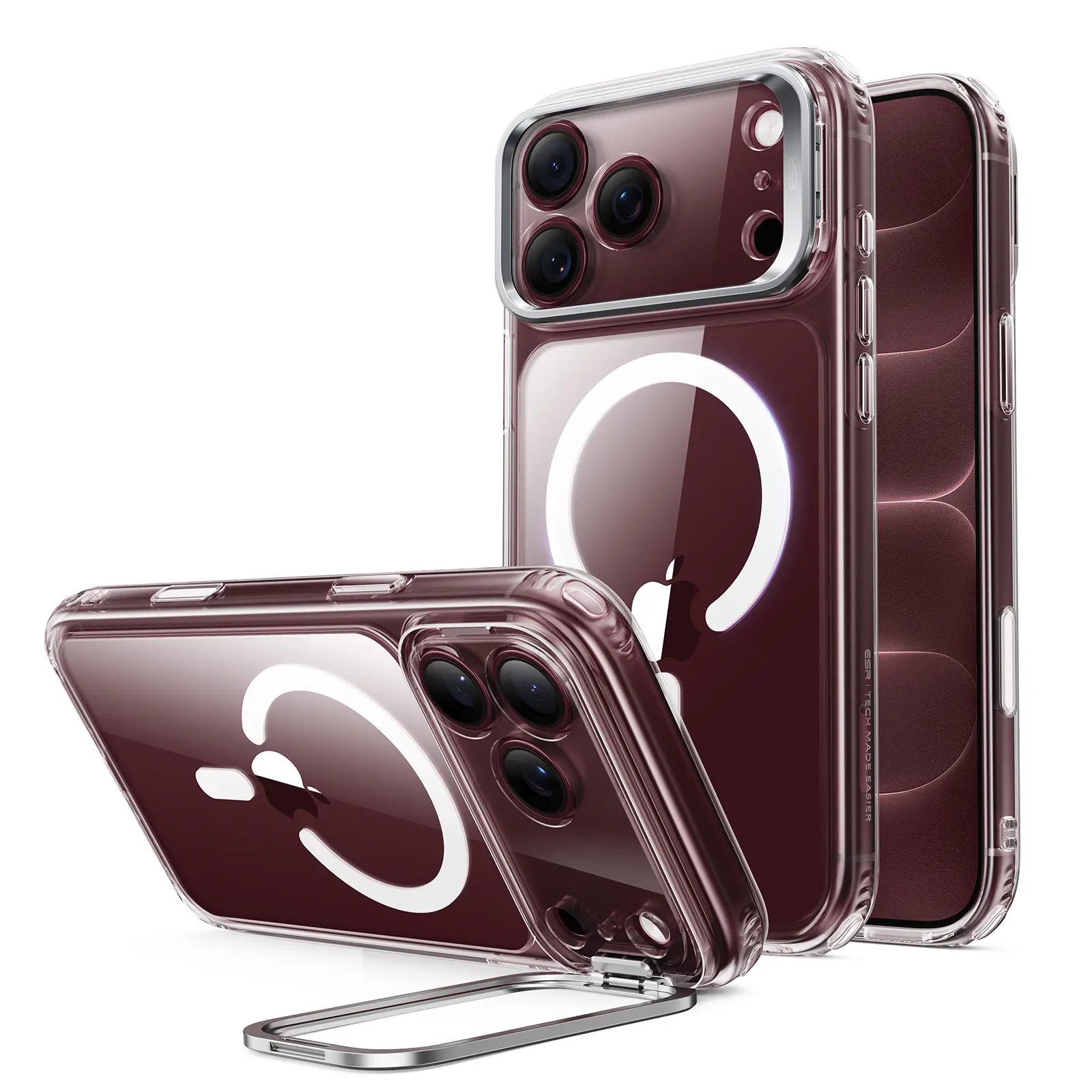 ESR Classic Series Metal Magnetic Phone Case for iPhone 18/17/16/15 Pro Max/Pro/Plus/Duo, MagSafe Accessories with Built-in Camera Ring Stand, Heavy Duty Military-Grade Protection, Durable Zinc Alloy Casing, Shockproof & Scratch Resistant Cover