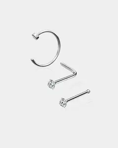 3PCS Titanium Nose Studs Set