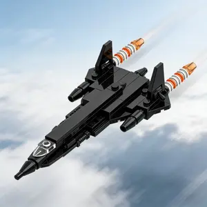 Building Block SR-71 Blackbird Reconnaissance Aircraft, Free-Rotating Military Series Plane for Kids Assembly Toy