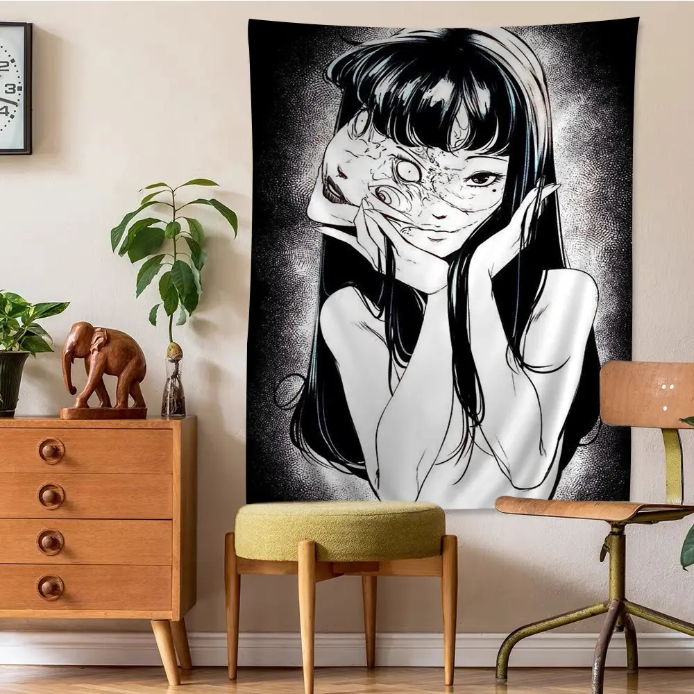 60in x 40in  home decor banner Junji Ito Hanging Bohemian Tapestry Hanging Tarot Hippie Wall Rugs Dorm Home Decor funny hanging poster fan bedroom living room gift Decoration summerwins
