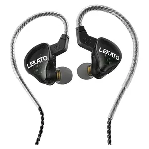 LEKATO H5 Headphones In Ear Monitors, Hybrid Hifi IEM Earphones for Musicians Singers, Detachable 2Pin Cable, 1BA+1DD, Wired Gaming Earbuds, Professional Deep Bass Sound Isolating (Without Mic)