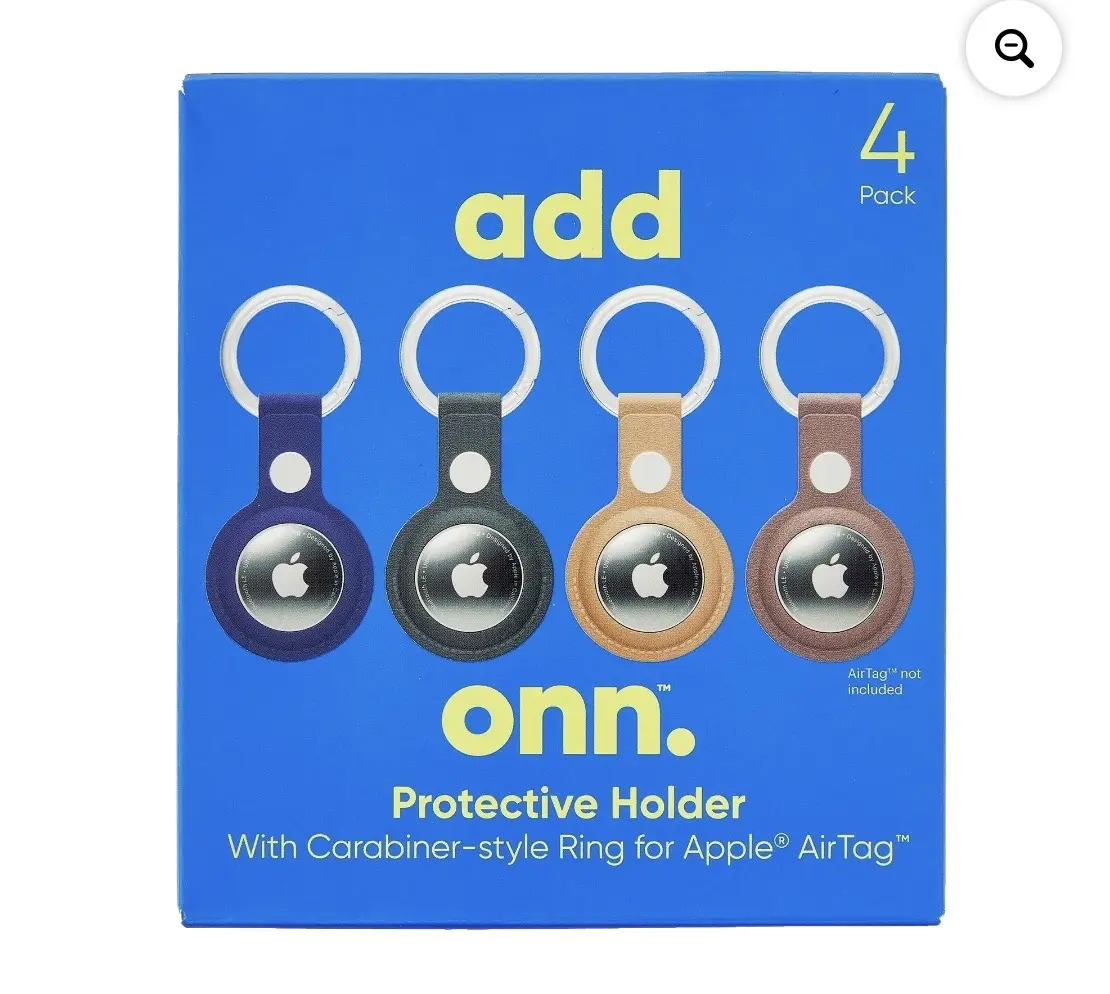 Onn Protective Holder Carabiner-Style Ring for Apple AirTag 4-Pack