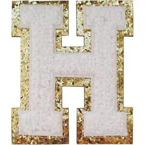 3Pcs Letter Patches Varsity Glitters Chenille,SPRT Iron on White Letter Patch,Alphabet Cloth Patch for Team Costume,Clothing,Bags,Hats,Dress Decoration 3.1in Height H (3 Pieces)