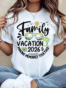 Family Vacation 2026 Making Memories Together Summer Beach Shirt For Women Men Unisex T-Shirt Vacation Outfit Family Trip Gift All-Season Casual Wear Comfortable, Soft Short Sleeve Crew Neck 100%