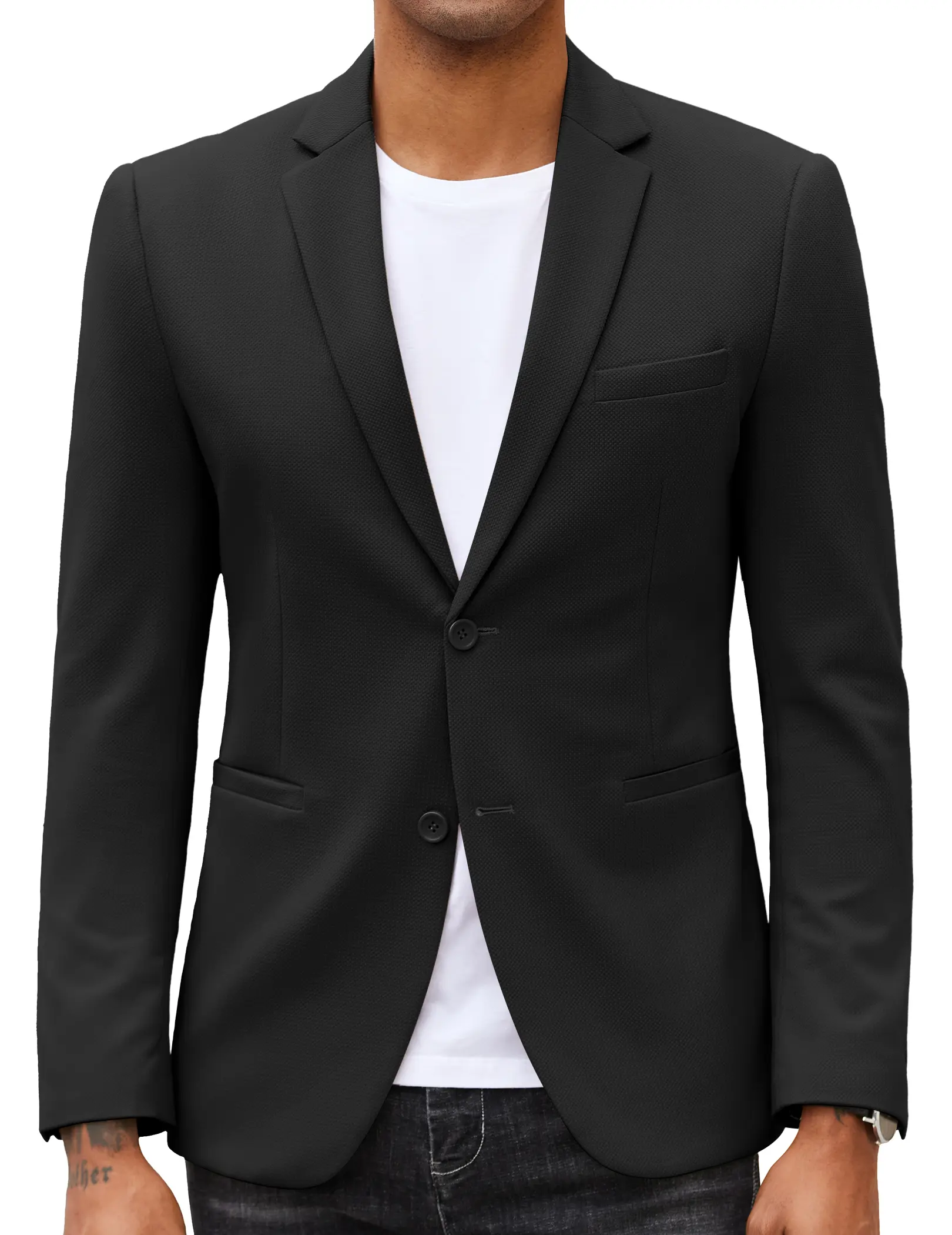 COOFANDY Men's Casual Blazer Slim Fit Suit Jackets Two Button Lightweight Knit Sport Coat Menswear Long Sleeve  Breathable Fashion