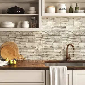 Brick Peel and Stick Wallpaper 17.7"x118", Faux Stone Removable Vinyl Wall Paper for Kitchen