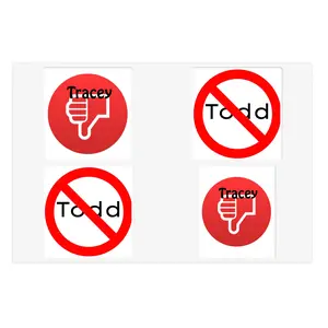 No Todd / Thumbs Down Stickers sticker sheet | anti-Todd novelty sticker sheet