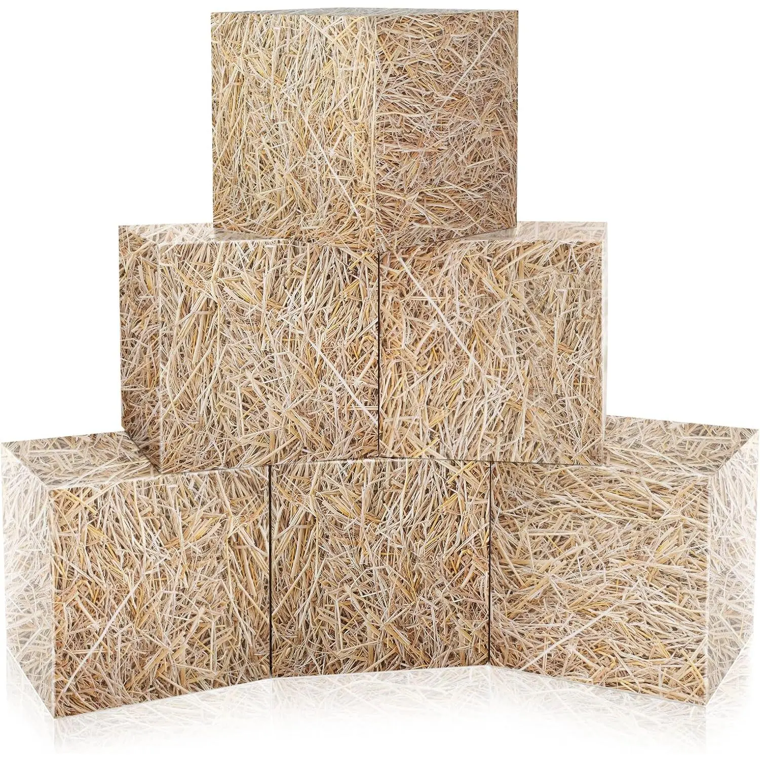 6-Pcs Retro Wooden Cowboy Set - Unassembled Corrugated Cardboard Kit, Fake Wood Decor, Home Party Decorations for Birthday Gift Packaging, Table Centerpiece
