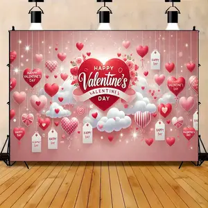2D Flat Banner 1pc Valentine'S Day Party Banner, 8x6ft Polyester Backdrop Cloth, Multipurpose Decor for Weddings, Birthdays, Anniversaries, Christmas & New Year Celebrations, No Electricity Needed, Versatile Use f