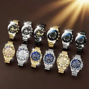 Men's Fashion Business Quartz Watch Set, Round Dial Alloy Strap, Multiple Styles, Perfect Gift, Daily Wear, 12 Pieces